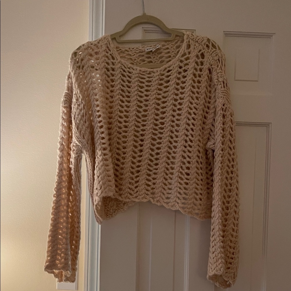 Moon River Cream Open-Knit Sweater